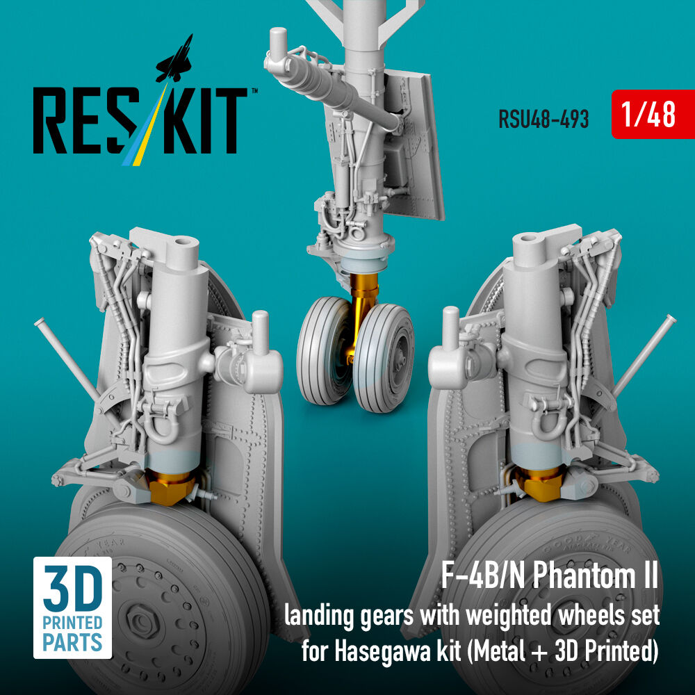 F-4B/N Phantom II landing gear with weighted wheels set (Metal + 3D Printed) for Hasegawa