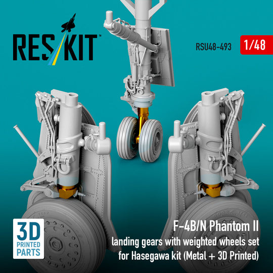 F-4B/N Phantom II landing gear with weighted wheels set (Metal + 3D Printed) for Hasegawa
