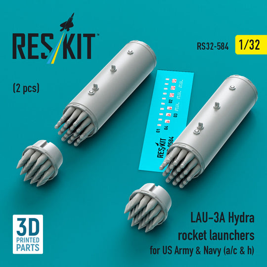 LAU-3A Hydra rocket launchers for US Army & Navy (a/c & h) (2 pcs) (3D Printed)