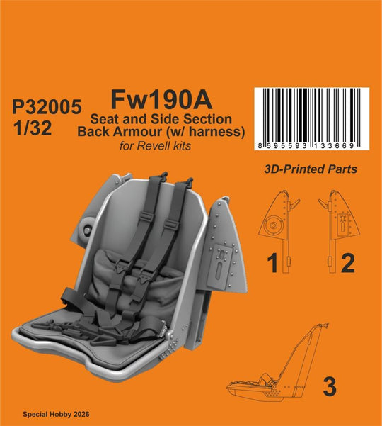 Fw190A Seat and Side Section Back Armour (w/ harness) for Revell