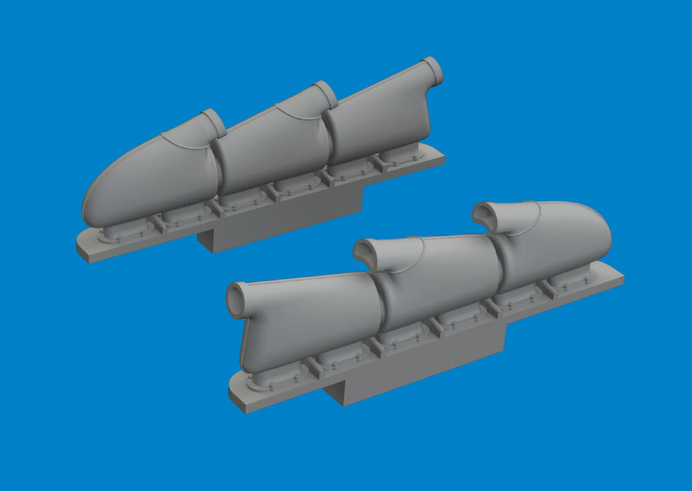 Spitfire Mk.V three-stacks exhaust rounded PRINT  TAMIYA