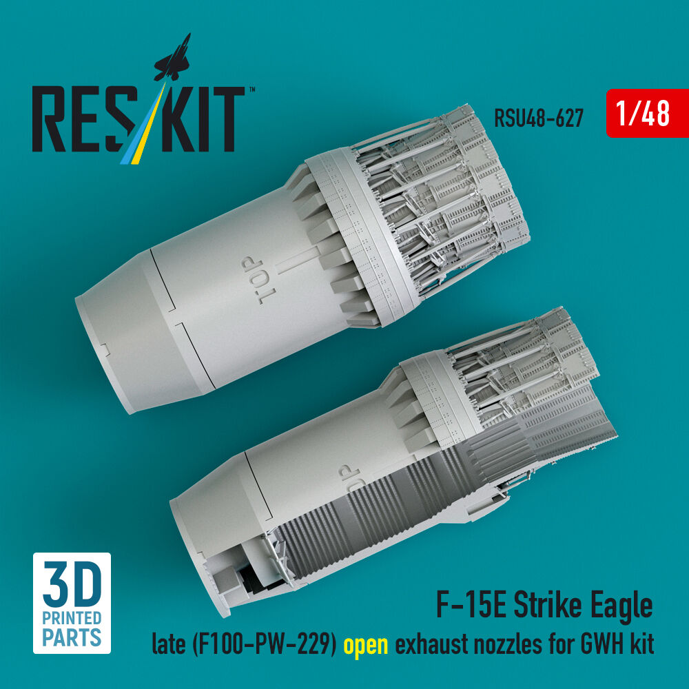 F?15E Strike Eagle late (F100-PW-229) open exhaust nozzles for GWH kit (3D Printed)