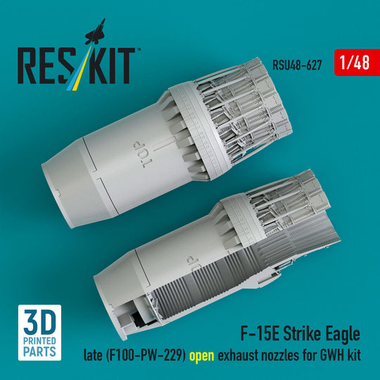 F?15E Strike Eagle late (F100-PW-229) open exhaust nozzles for GWH kit (3D Printed)