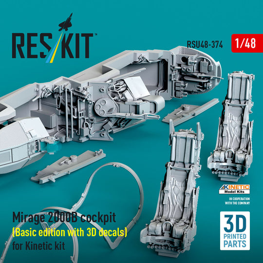 Mirage 2000B cockpit (Basic edition with 3D decals) for Kinetic kit (3D Printed)