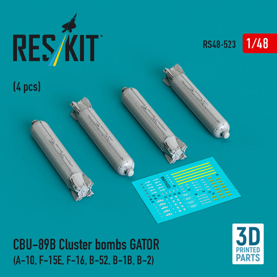 CBU-89B cluster bombs GATOR (4 pcs) (A-10, F-15E, F-16, B-52, B-1B, B-2) (3D Printed)