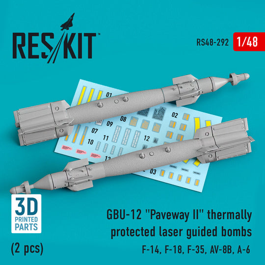 GBU-12 Paveway II thermally protected laser guided bombs (2 pcs) (F-14, F-18, F-35, AV-8B, A-6) (3D Printed)
