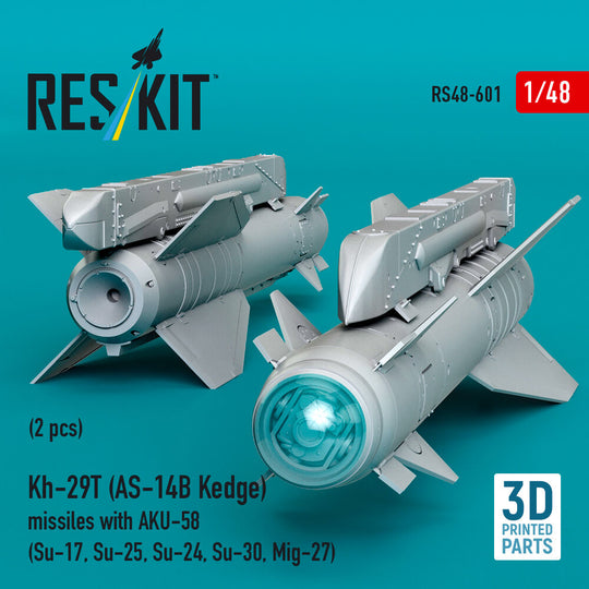Kh-29T (AS-14B Kedge) missiles with AKU-58 (2 pcs) (Su-17, Su-25, Su-24, Su-30, Mig-27) (3D Printed)