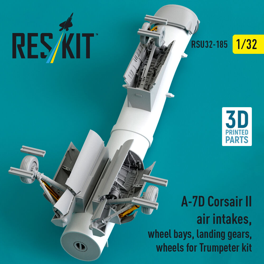 A-7D Corsair II air intakes, wheel bays, landing gears, wheels for Trumpeter kit (3D Printed)