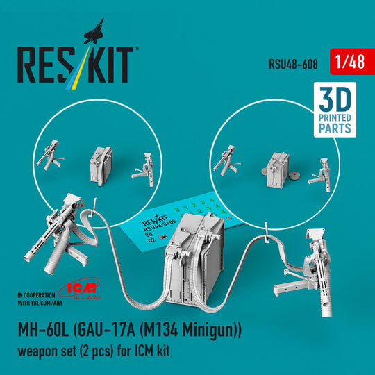 MH-60L (GAU-17A (M134 Minigun)) weapon set (2 pcs) (3D Printed) for ICM