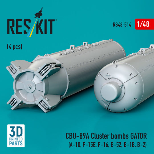 CBU-89A cluster bombs GATOR (4 pcs) (A-10, F-15E, F-16, B-52, B-1B, B-2) (3D Printed)