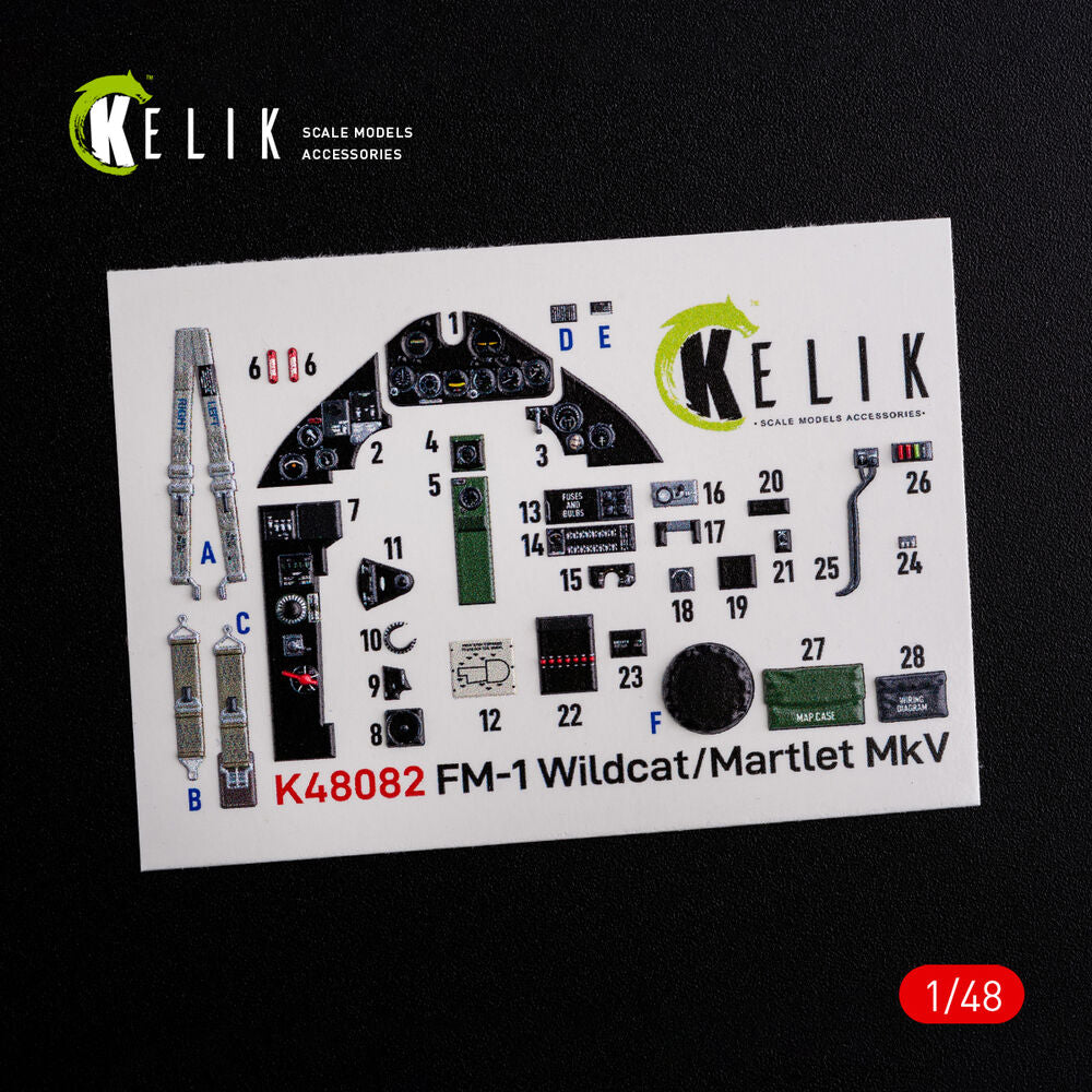 FM-1 Wildcat/Martlet Mk.V interior 3D decals for Tamiya kit
