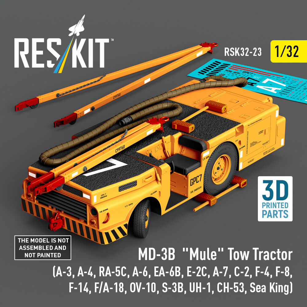 MD-3B Mule Tow Tractor (A-3, A-4, RA-5C, A-6, EA-6B, E-2C, A-7, C-2, F-4, F-8, F-14, F/A-18, OV-10, S-3B, UH-1, CH-53, Sea King) (3D Printed model kit)