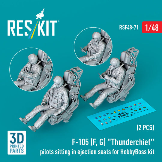 F-105 (F, G) Thunderchief pilots sitting in ejection seats for HobbyBoss kit (2 pcs) (3D Printed)