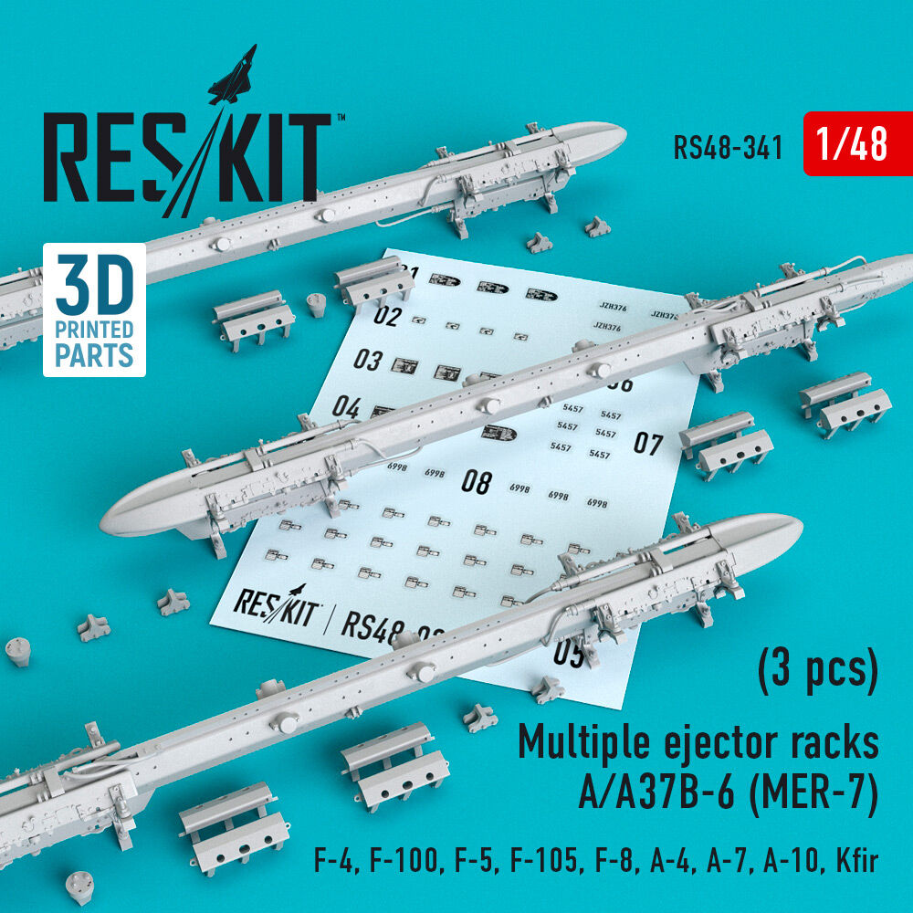 Multiple ejector racks A/A37B-6 (MER-7) (3 pcs) (F-4, F-100, F-5, F-105, F-8, A-4, A-7, A-10, Kfir) (3D Printed)