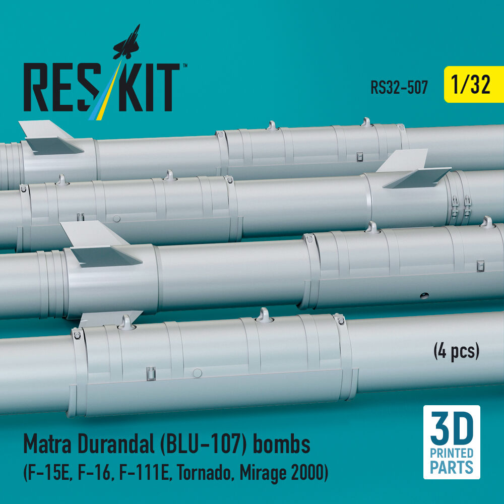 Matra Durandal (BLU-107) bombs (4 pcs) (F-15E, F-16, F-111E, Tornado, Mirage 2000) (3D Printed)