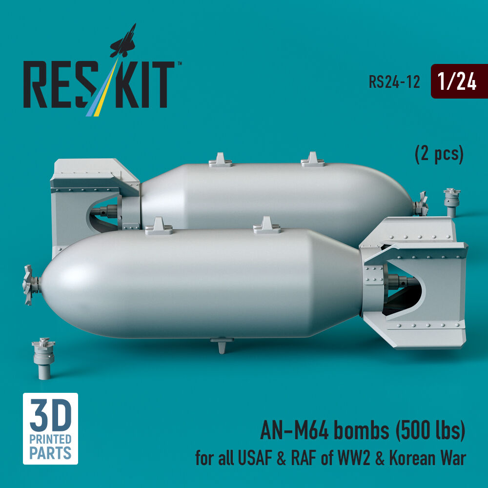 AN-M64 bombs (500 lbs) for all USAF & RAF of WW2 & Korean War (2 pcs) (3D Printed)