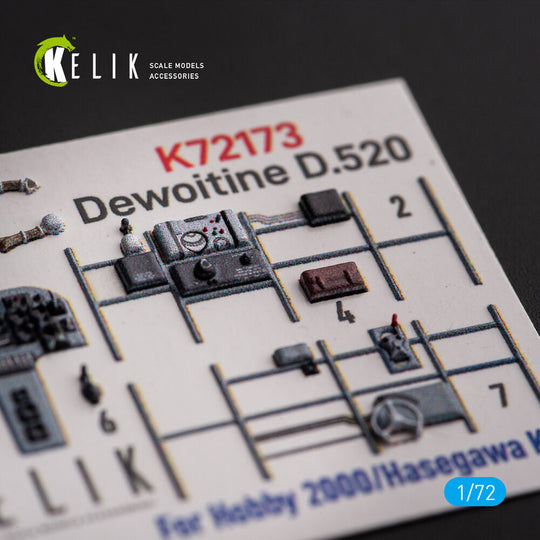 Dewoitine D.520 - interior 3D decals for Hobby 2000/Hasegawa kit