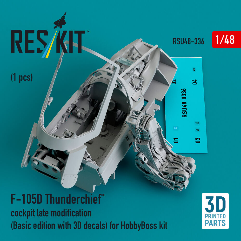 F-105D Thunderchief cockpit late modification (Basic edition with 3D decals) for HobbyBoss kit (3D Printed)