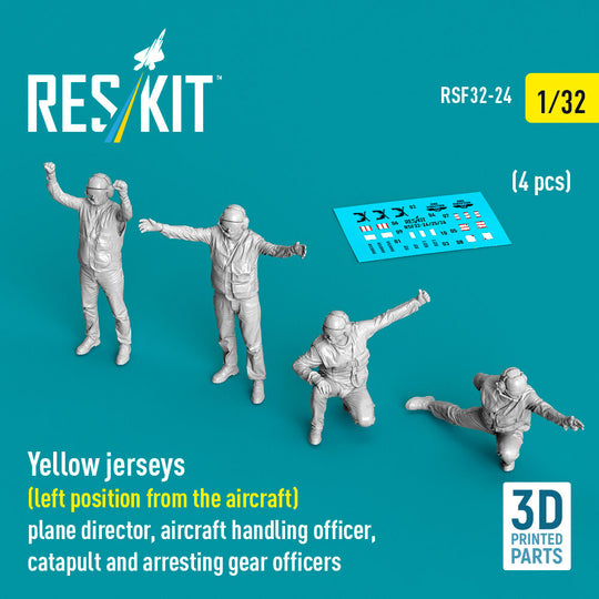 Yellow jerseys (Left position from the aircraft) plane director, aircraft handling officer, catapult and arresting gear officers (4 pcs) (3D Printed)