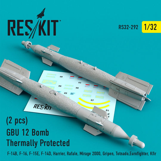 GBU-12 Paveway II thermally protected laser guided bombs (2 pcs) (F-14, F-18, F-35, AV-8B, A-6) (3D Printed)