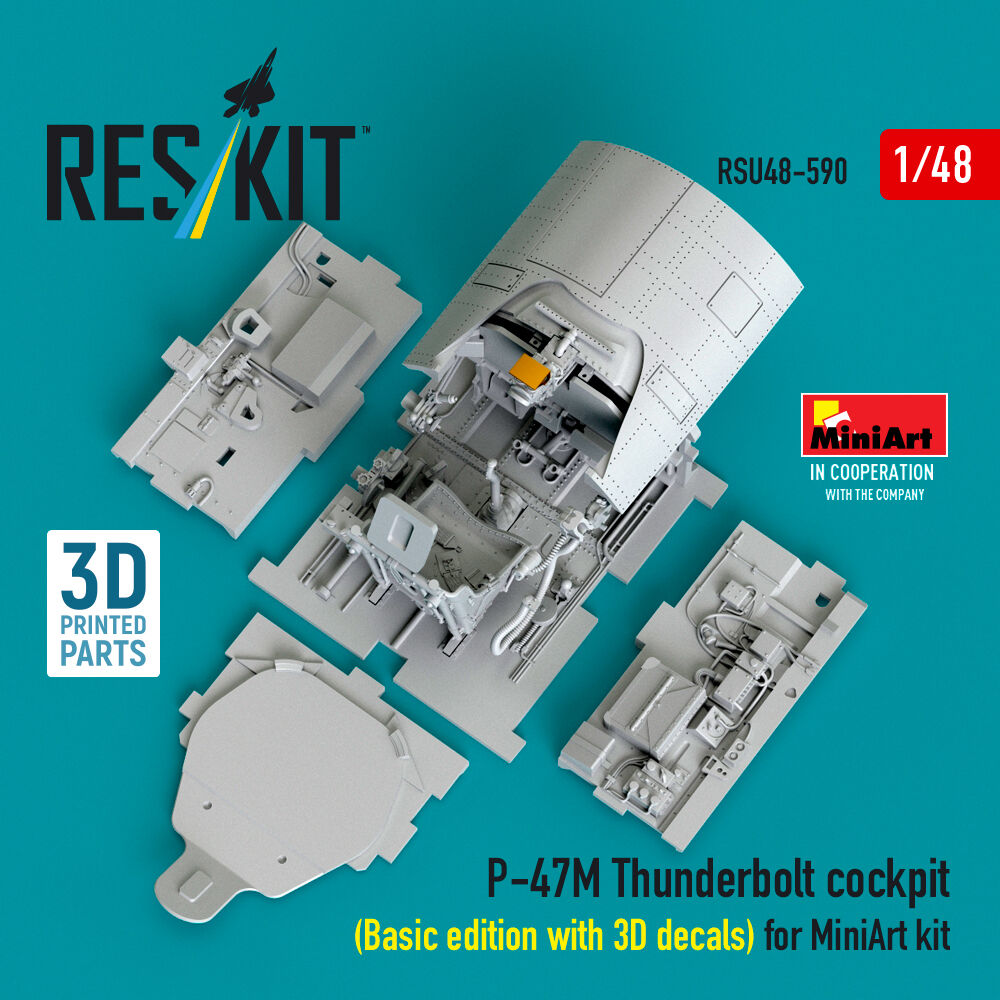 P-47M Thunderbolt cockpit (Basic edition with 3D decals) for MiniArt kit (3D Printed)