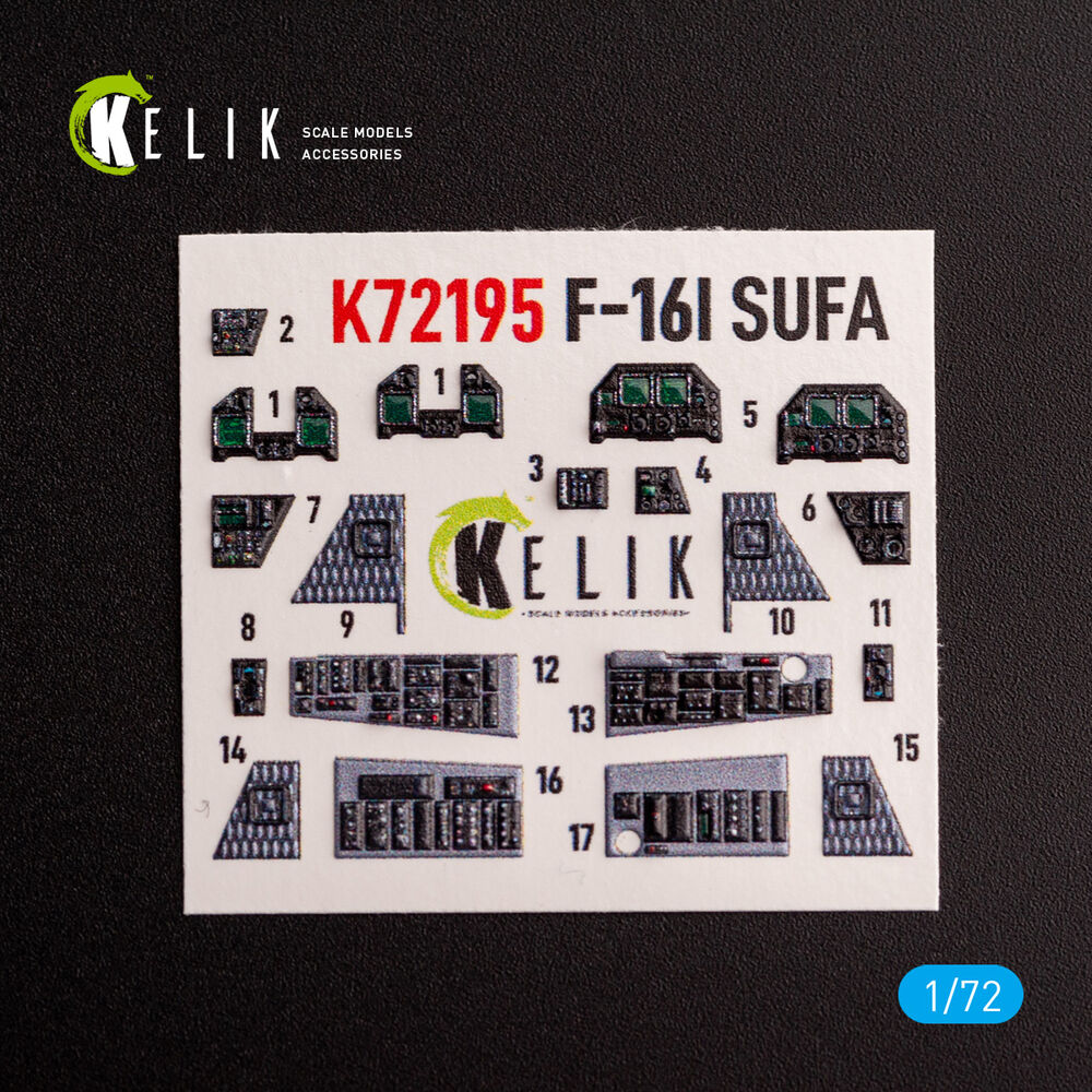 F-16I - interior 3D decals for Hasegawa kit