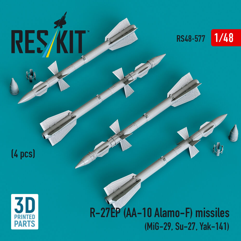 R-27EP (AA-10 Alamo-F) missiles (4 pcs) (MiG-29, Su-27, Yak-141) (3D Printed)