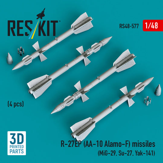 R-27EP (AA-10 Alamo-F) missiles (4 pcs) (MiG-29, Su-27, Yak-141) (3D Printed)