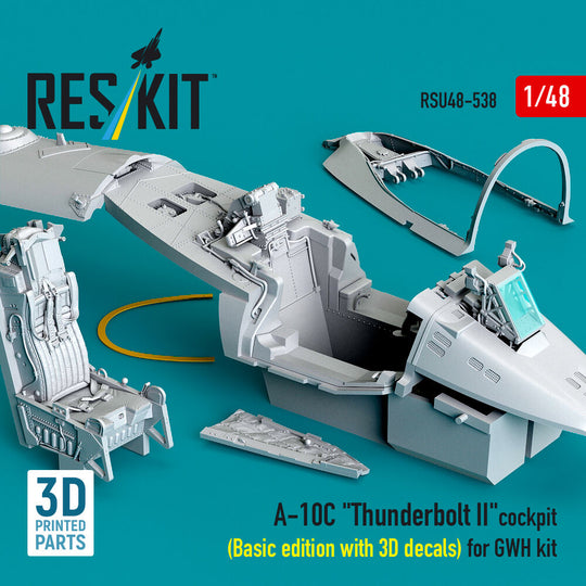 A-10C Thunderbolt II cockpit (Basic edition with 3D decals) for GWH kit (3D Printed)