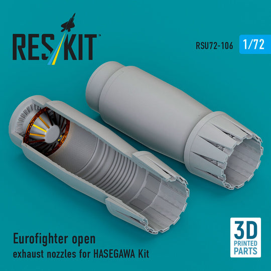 Eurofighter open exhaust nozzles for Hasegawa kit (3D Printed)