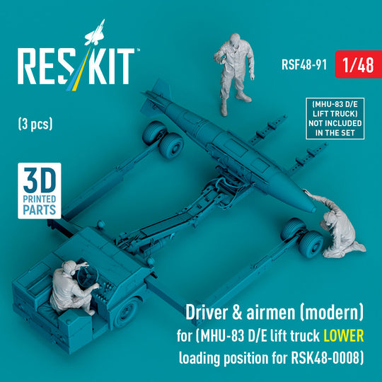 Driver & airmen (modern) (3 pcs) (MHU-83 D/E lift truck LOWER loading position for RSK48-0008) (3D Printed)