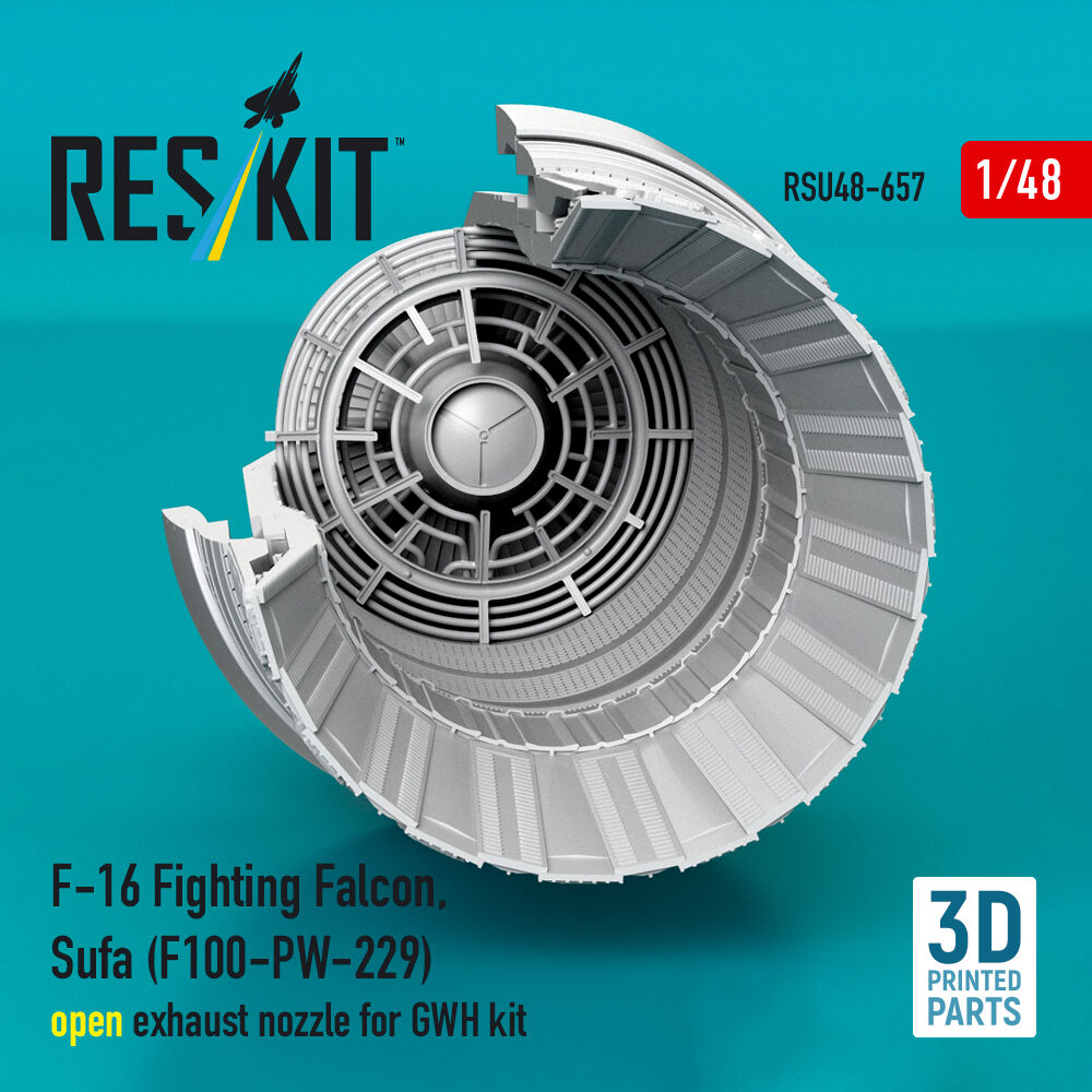 F-16 Fighting Falcon, Sufa (F100-PW-229) open exhaust nozzles for GWH kit (3D Printed)