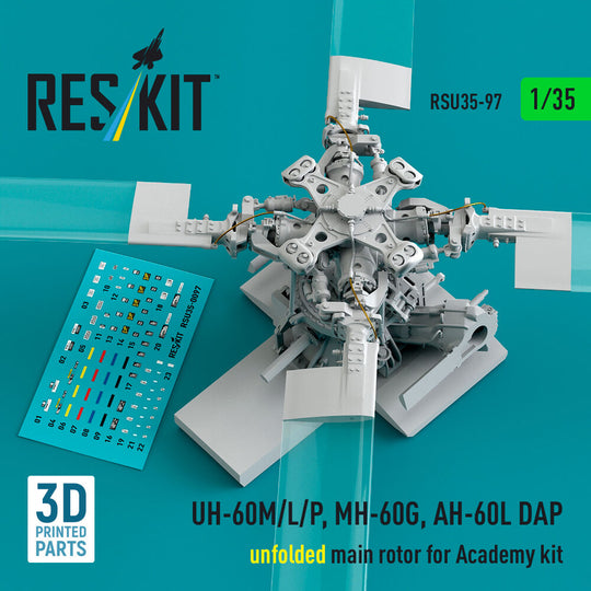 UH-60M/L/P, MH-60G, AH-60L DAP unfolded main rotor (3D Printed) for Academy