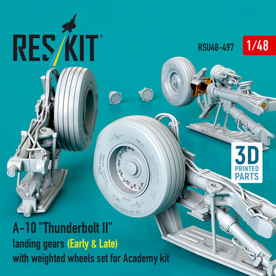 A-10 Thunderbolt II landing gears (Early & Late) with weighted wheels set for Academy kit (Metal+3D Printed)