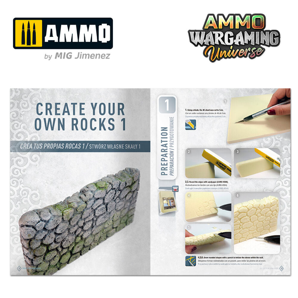 AMMO WARGAMING UNIVERSE Book 11 – Create your own Rocks (Multilingual Book)