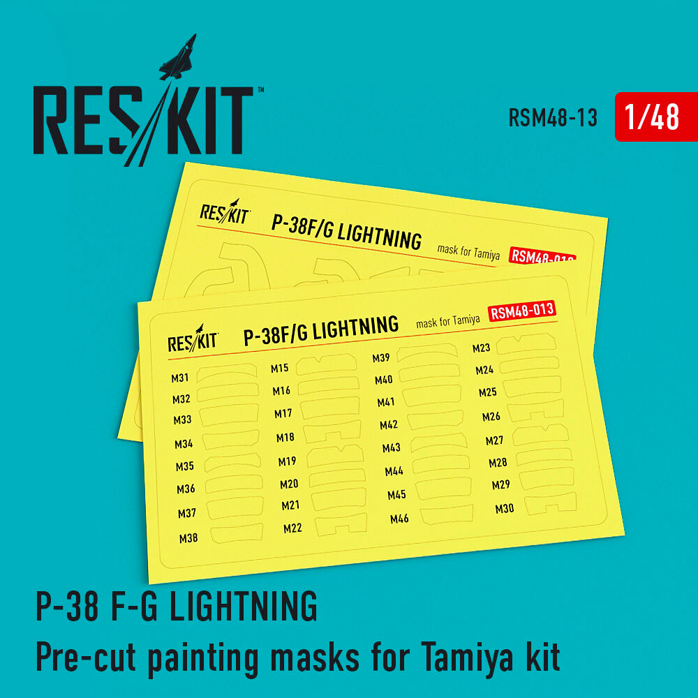 P-38 (F,G) Lightning Pre-cut painting masks for Tamiya kit