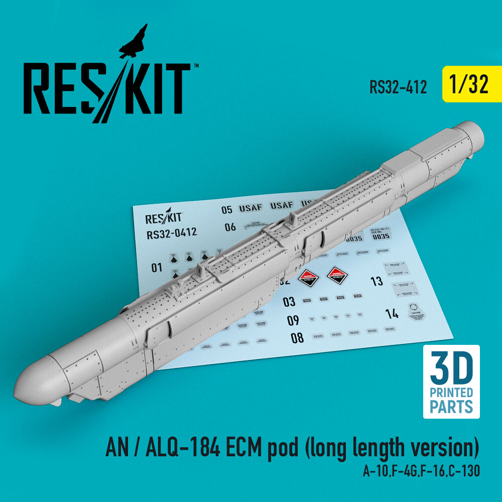 AN / ALQ-184 ECM pod (long length version) (A-10,F-4G,F-16,C-130) (3D Printed)