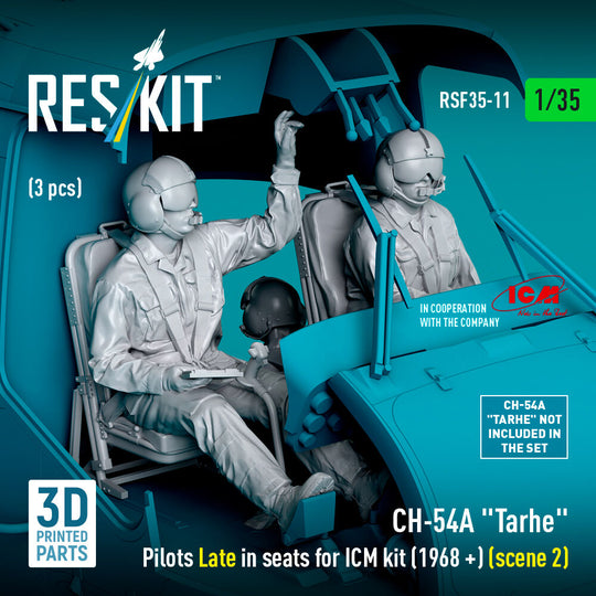 CH-54A Tarhe Pilots Late in seats for ICM kit (1968 +) (scene 2) (3 pcs) (3D Printed)