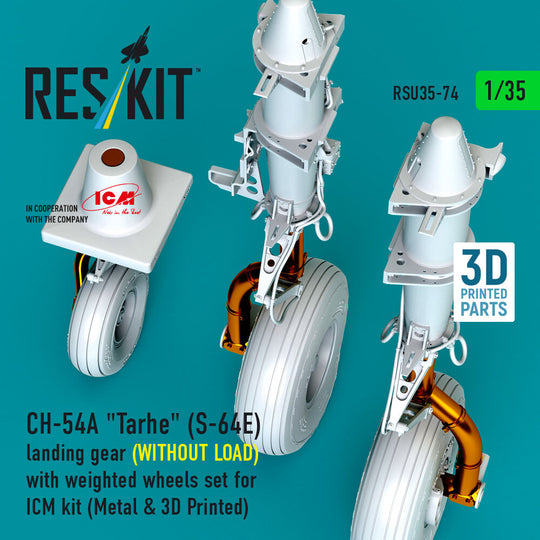 CH-54A Tarhe(S-64E) landing gear (WITHOUT LOAD) with weighted wheels set for ICM kit (Metal & 3D Printed)