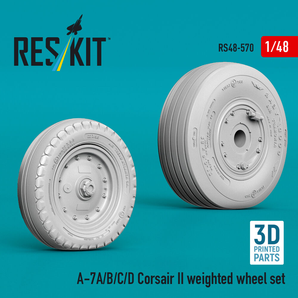 A-7A/B/C/D Corsair II weighted wheel set (3D Printed)