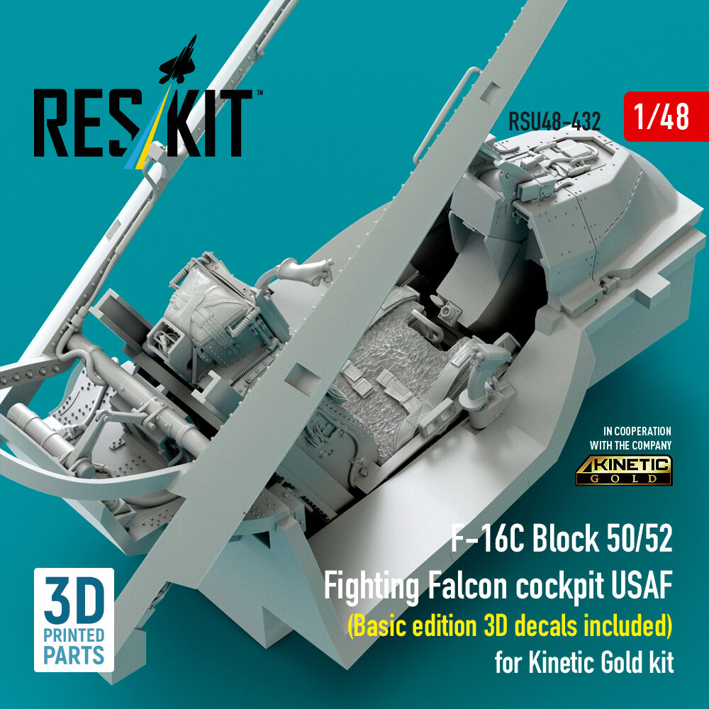 F-16C Block 50/52 Fighting Falcon cockpit USAF (Basic edition 3D decals included) (3D Printed) for Kinetic