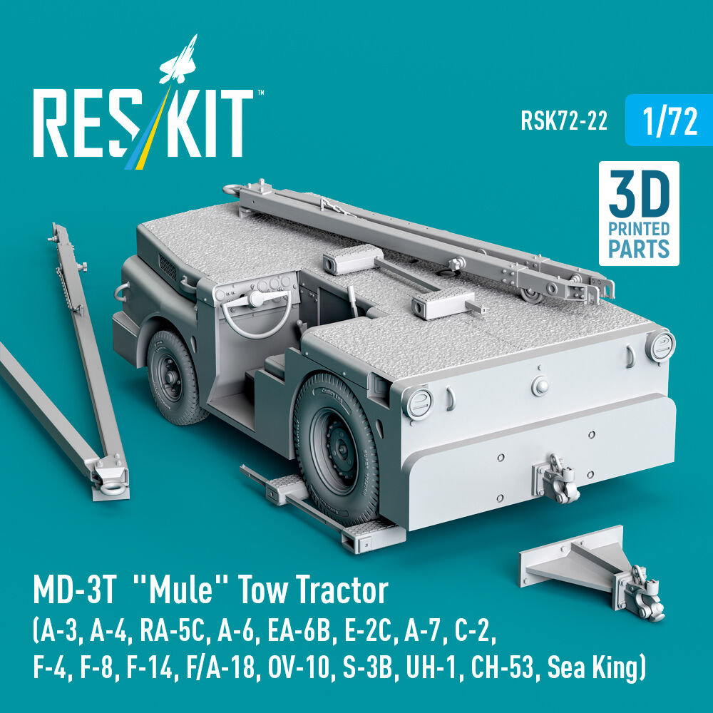 MD-3T Mule Tow Tractor (A-3, A-4, RA-5C, A-6, EA-6B, E-2C, A-7, C-2, F-4, F-8, F-14, F/A-18, OV-10, S-3B, UH-1, CH-53, Sea King) (3D Printed model kit)