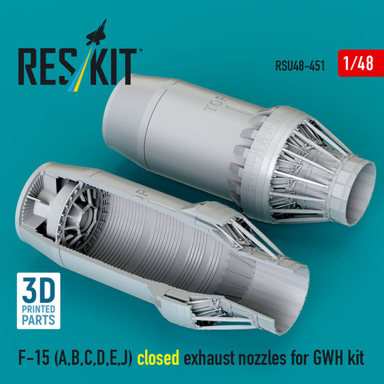 F-15 Eagle/Strike Eagle (A,B,C,D,E early,J) F100-PW-220 closed exhaust nozzles for GWH kit (3D Printed)