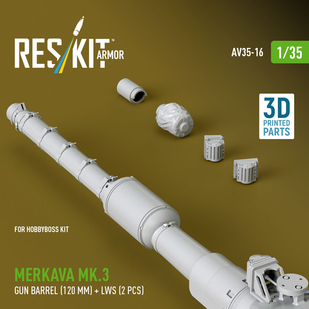 Merkava Mk.3 gun barrel (120 mm) + LWS (2 pcs) for HobbyBoss Kit (3D Printed)