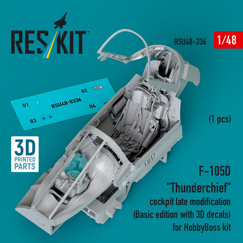 F-105D Thunderchief cockpit late modification (Basic edition with 3D decals) for HobbyBoss kit (3D Printed)