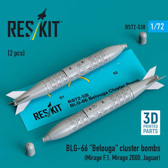 BLG-66 Belouga cluster bombs (2 pcs) (Mirage F.1, Mirage 2000, Jaguar) (3D Printed)