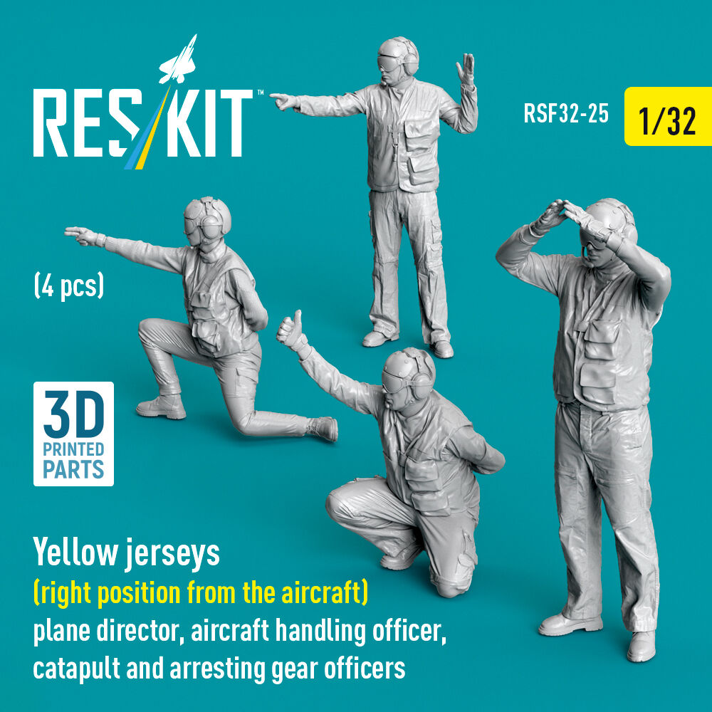 Yellow jerseys (Right position from the aircraft) plane director, aircraft handling officer, catapult and arresting gear officers (4 pcs) (3D Printed)