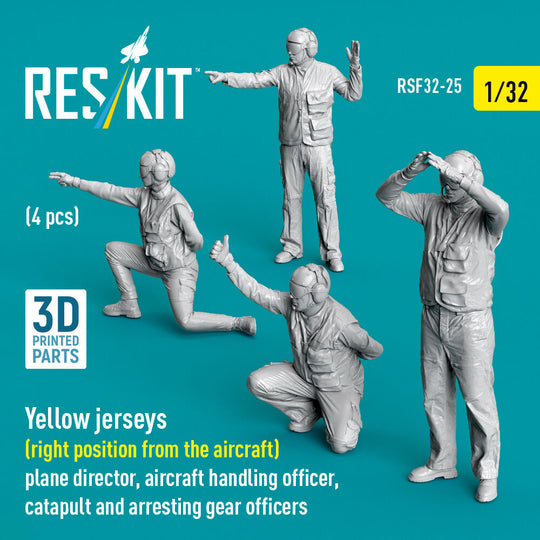 Yellow jerseys (Right position from the aircraft) plane director, aircraft handling officer, catapult and arresting gear officers (4 pcs) (3D Printed)