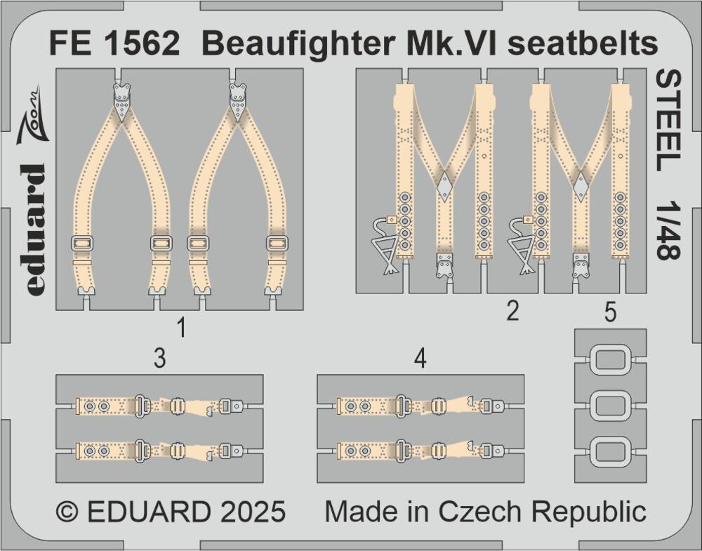 Beaufighter Mk.VI seatbelts STEEL for Revell
