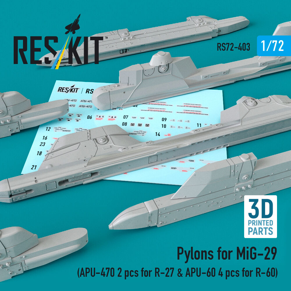 Pylons for MiG-29 (APU-470 2 pcs for R-27 & APU-60 4 pcs for R-60) (3D Printed)